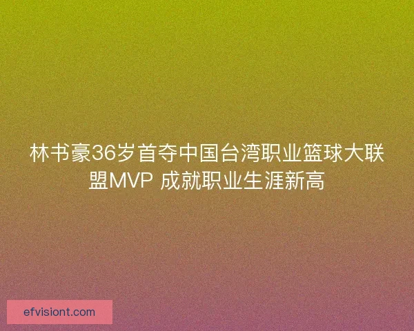 林书豪36岁首夺中国台湾职业篮球大联盟MVP 成就职业生涯新高