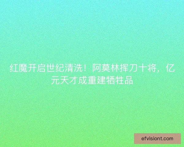 红魔开启世纪清洗！阿莫林挥刀十将，亿元天才成重建牺牲品