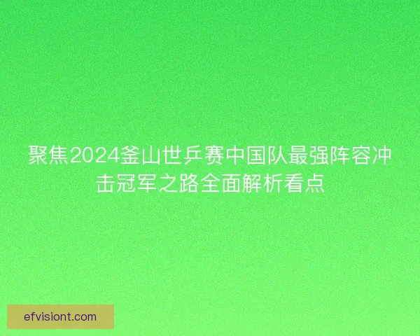 聚焦2024釜山世乒赛中国队最强阵容冲击冠军之路全面解析看点 聚焦2024釜山世乒赛中国队最强阵容冲击冠军之路全面解析看点