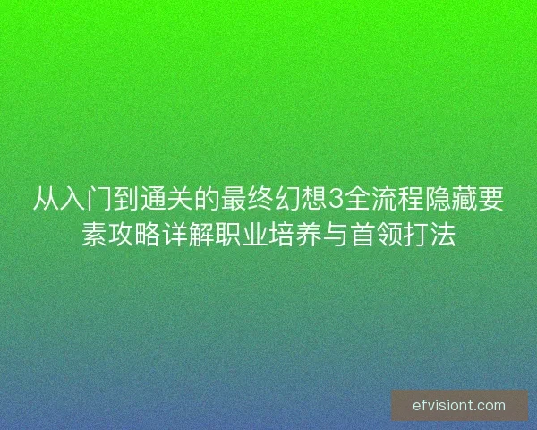从入门到通关的最终幻想3全流程隐藏要素攻略详解职业培养与首领打法